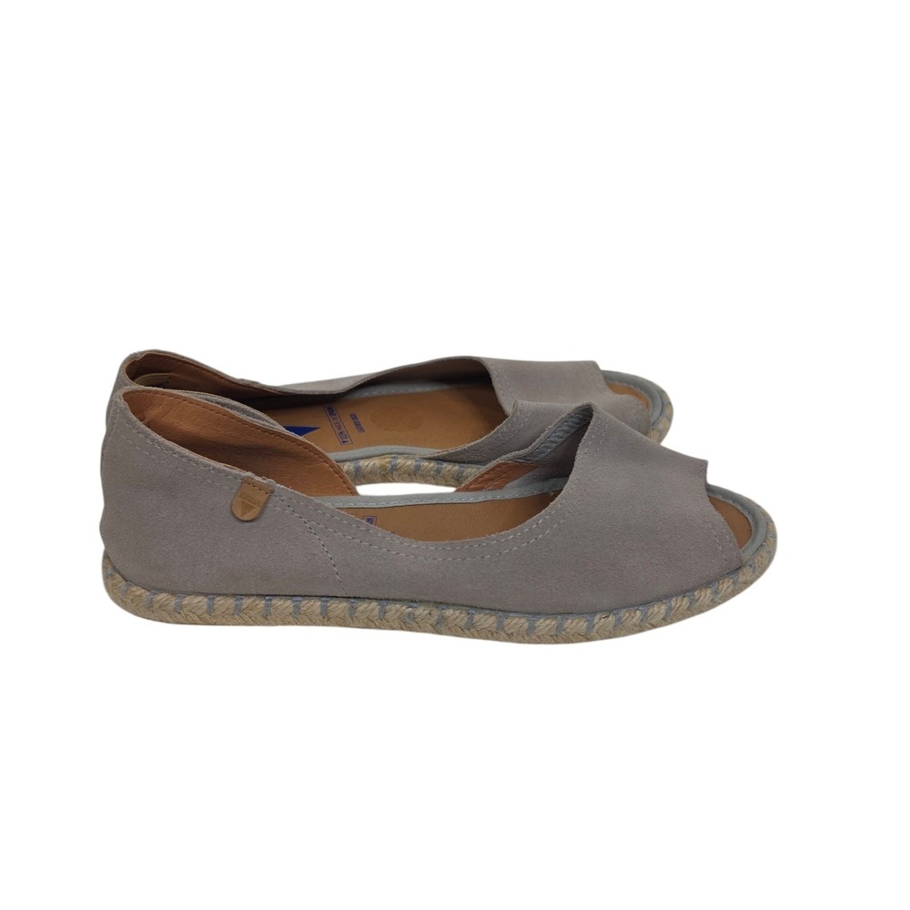 Verbenas Cruz Espadrille Sandals Womens 8 39 Gray Suede Peep Toe Slip On Shoes